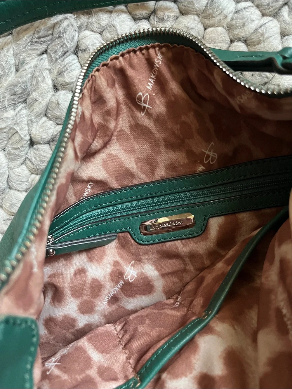 B. Makowsky emerald green “Meteopolitan Hobo)” leather purse